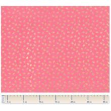 Tissu voile feuillage or rose