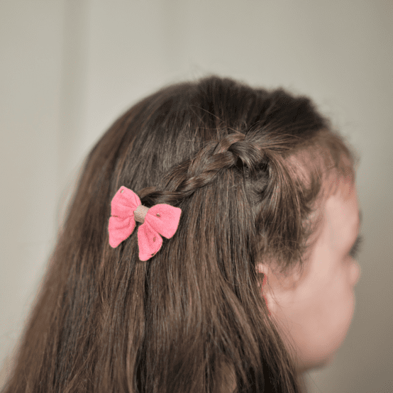 Barrette Mini Noeud Papillon gaze pois or rose sorbet