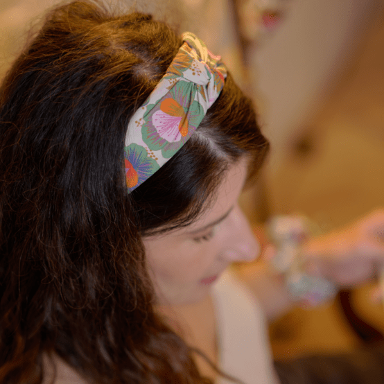 Serre-tête Large Croisé fleur de thé