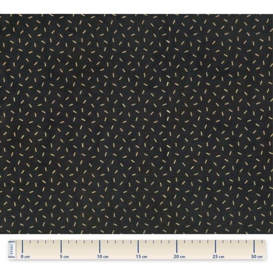 Tissu voile  paille dorée noir