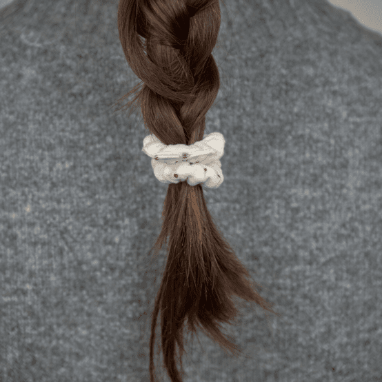 Mini Chouchou gaze pois or écru