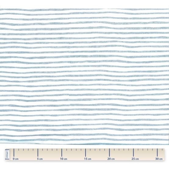 Tissu voile rayé bleu blanc