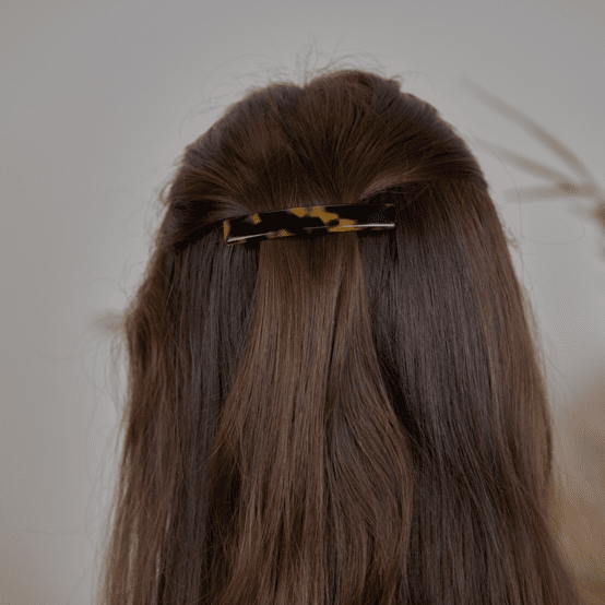 Barrette rectangle moyenne leopard