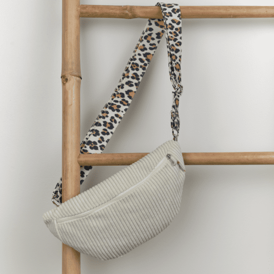 Petit sac banane velours côtelé large ivoire