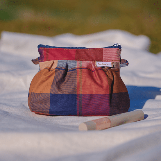 Mini pochette plissée tartan lurex rubis