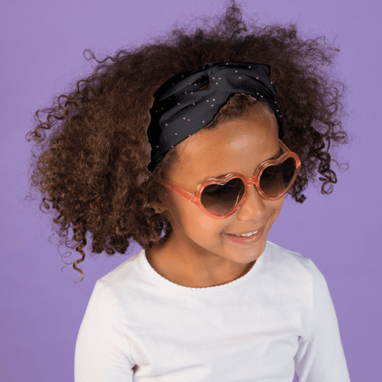 Bandeau croisé gaze pois or noir