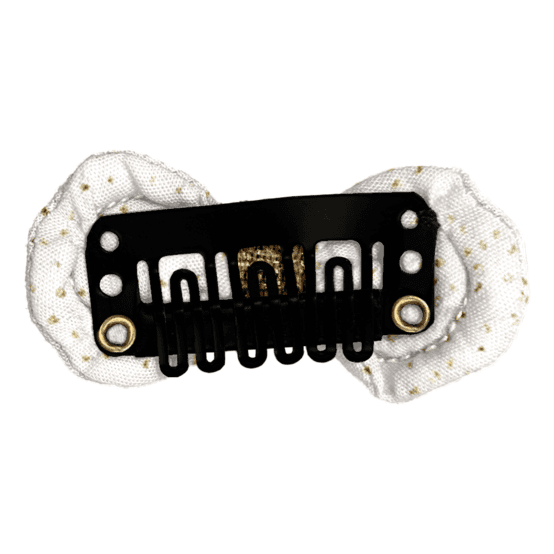 Barrette Noeud Anti-Glisse  blanc pailleté