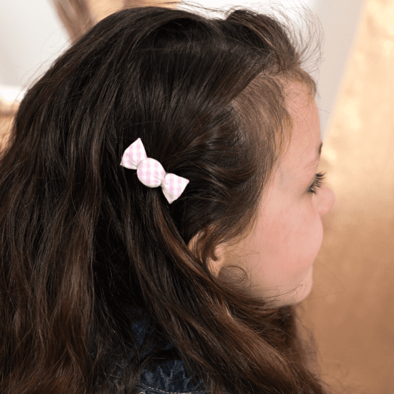 Petite barrette mini bonbon vichy rose