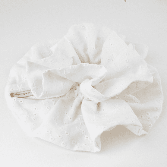 Maxi chouchou double broderie anglaise étoiles blanches