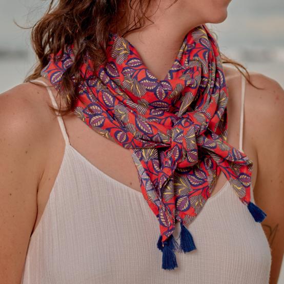 Foulard pompon calypso
