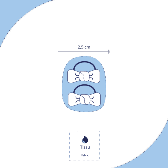 Elastiques Mousse Petit Noeud gaze pois or bleu baltique