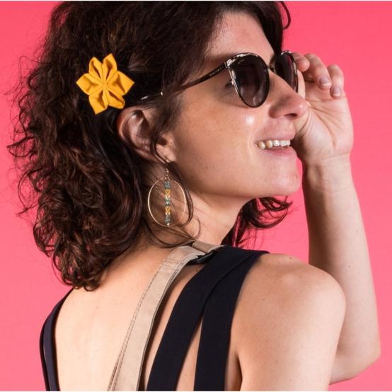 Barrette fleur étoile 4 ochre