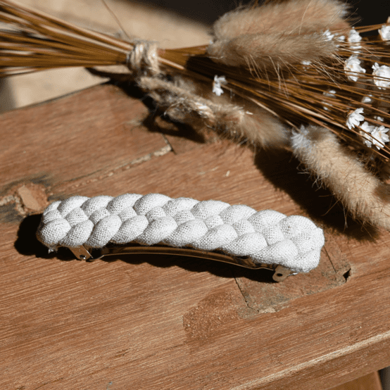 Barrette cheveux tressée  lin pailleté
