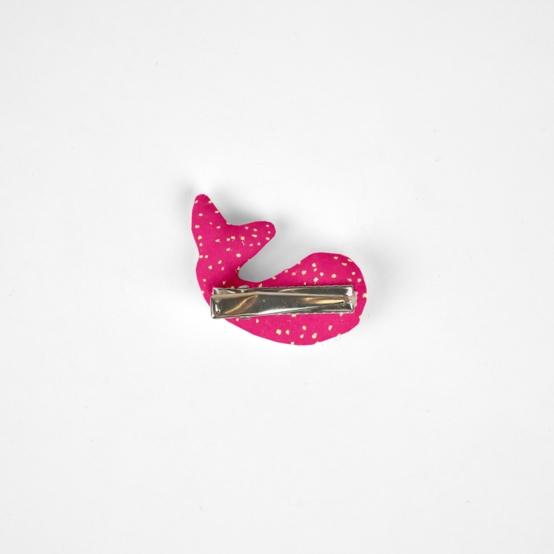 Barrette Baleine fuchsia pailleté