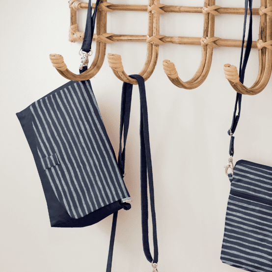 Rabat sac compagnon rayé argent marine