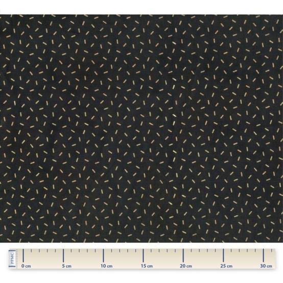 Tissu coton au mètre  paille dorée noir