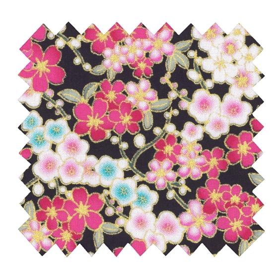 Tissu coton au mètre ex2616 fleurs de kyoto