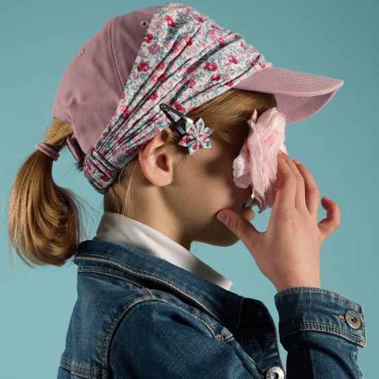 Barrette clic-clac fleur étoile rose grenadine