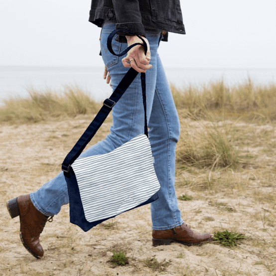 Rabat besace carré grand rayé bleu blanc