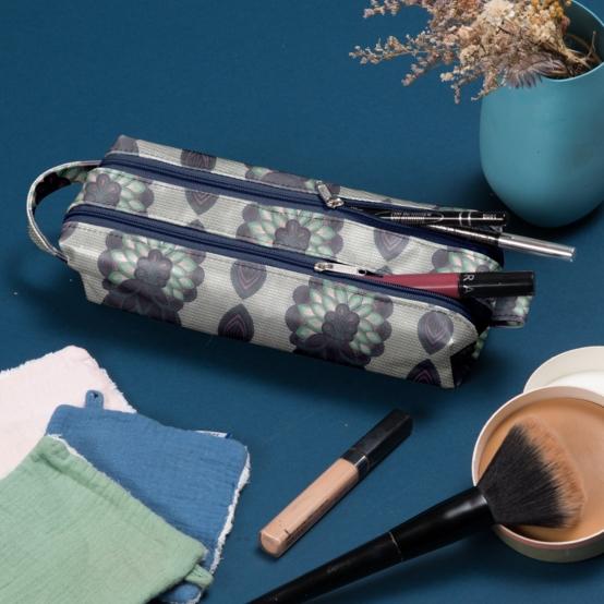 Trousse double compartiment lotus vert