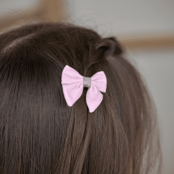 Barrette Mini Noeud Papillon oxford rose