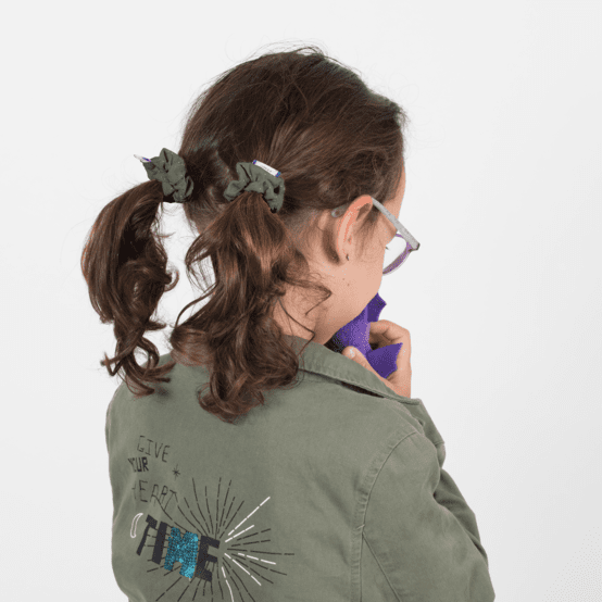 Mini Chouchou gaze pois or kaki