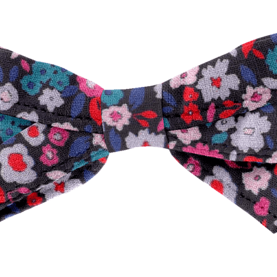 Barrette noeud ruban romance fleurie