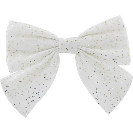 Barrette noeud papillon  blanc pailleté