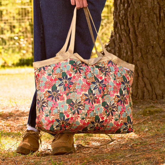 Sac cabas moyen cerise en fleur