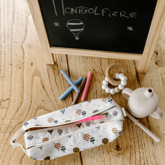 Trousse double compartiment montgolfiere