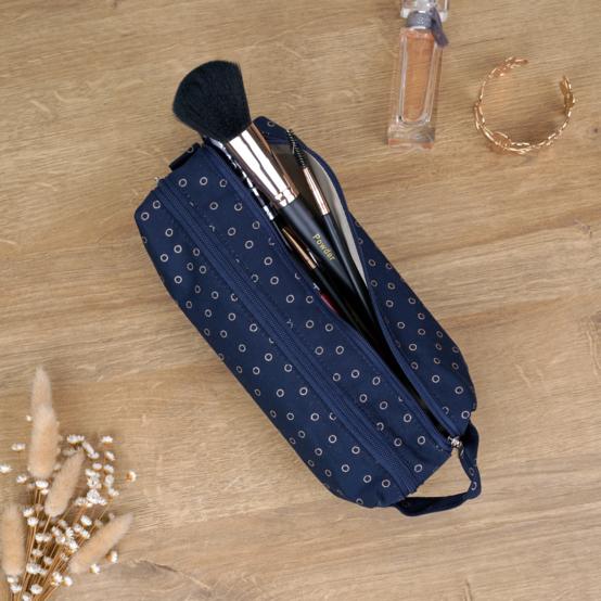 Trousse double compartiment bulle bronze marine