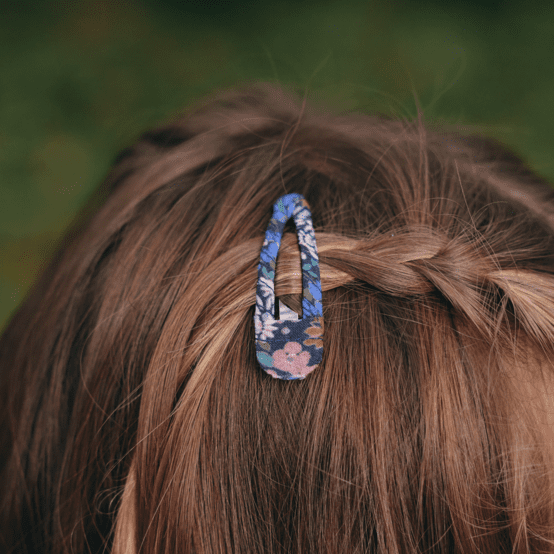 Barrette clic-clac tissu monet lilas