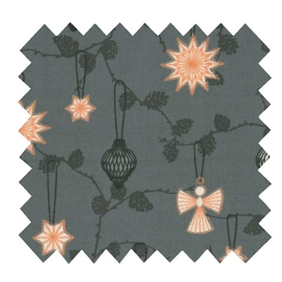 Tissu coton au mètre ex2559 noel anges étoiles anthracite