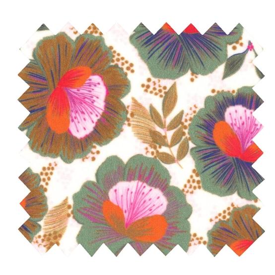 Tissu enduit  au mètre fleur de thé