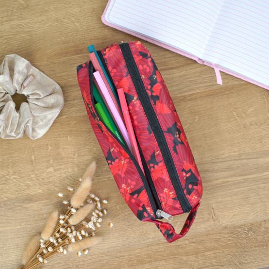 Trousse double compartiment féérie fuchsia