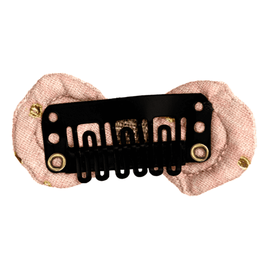 Barrette Noeud Anti-Glisse gaze pois or rose