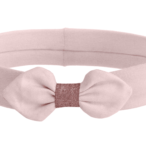 Bandeau jersey bébé noeud rose poudré