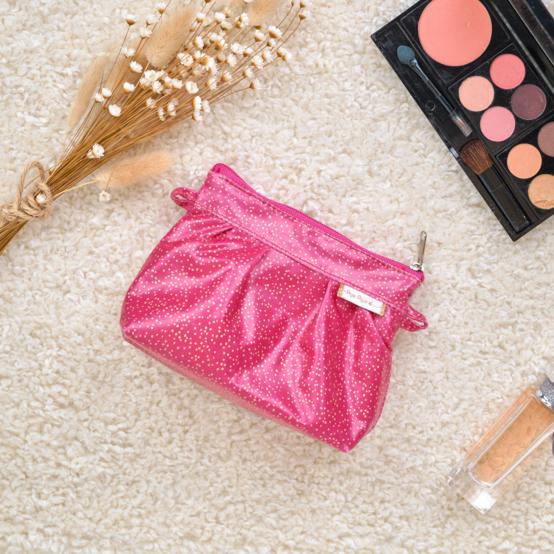 Mini pochette plissée fuchsia pailleté
