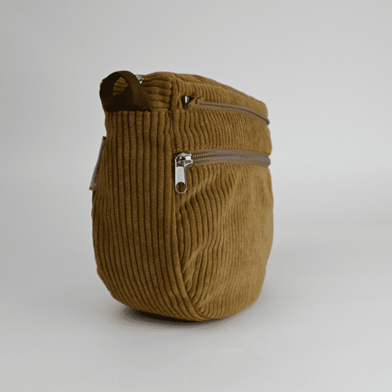 Base petite besace sans bandoulière velours côtelé large brun