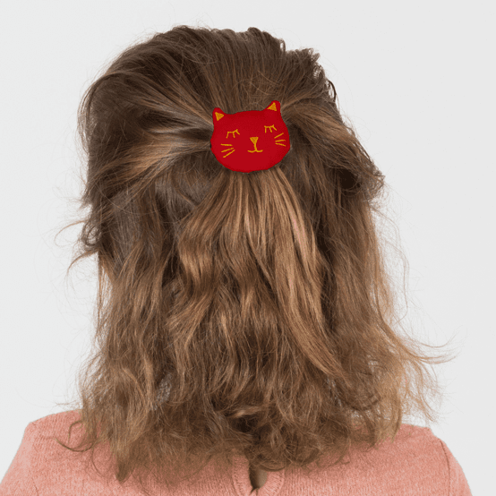 Barrette miaou rouge
