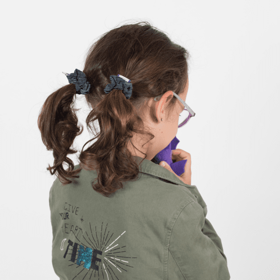 Mini Chouchou rayé argent marine