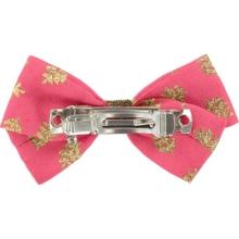 Petite Barrette Double Noeud Croisé feuillage or rose