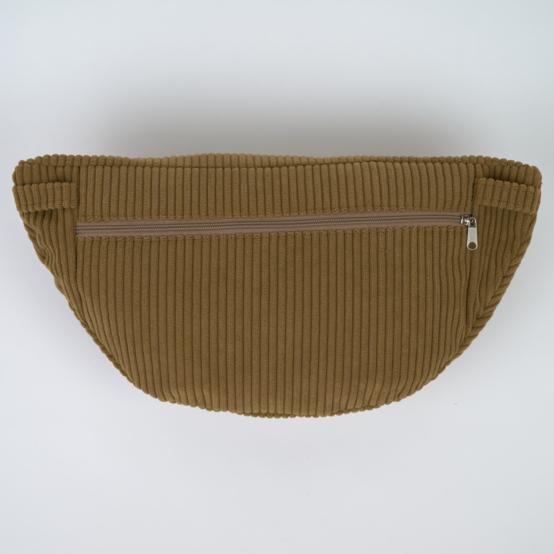 Sac banane velours côtelé large brun