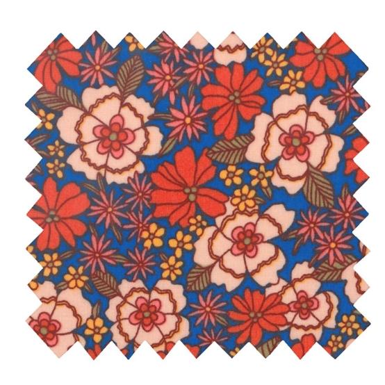 Tissu enduit  au mètre ex2631 bohème fleuri bleu