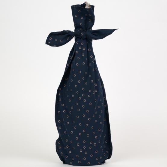 Fuboshiki - Pochette cadeau tissu pour bouteille bulle bronze marine