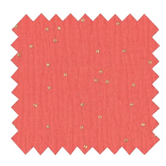 Tissu gaze pois or marsala