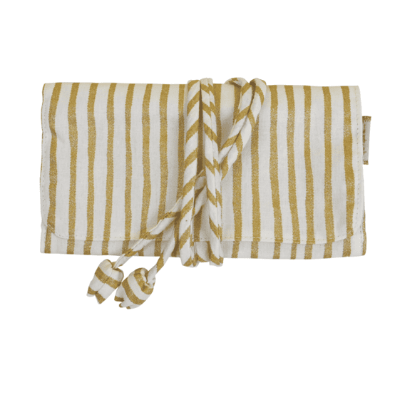 Pochette à bijoux rayé or blanc