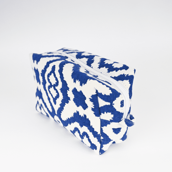 Trousse de toilette rectangle jacquard bleu
