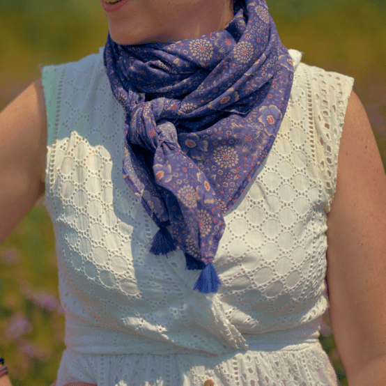 Foulard pompon lavandula