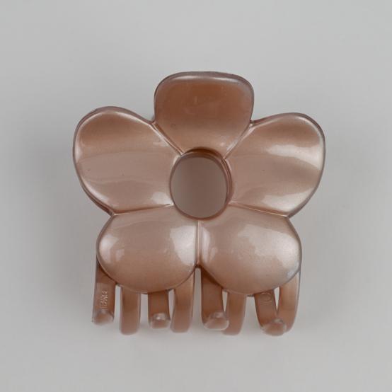 Grande pince fleur beige glossy